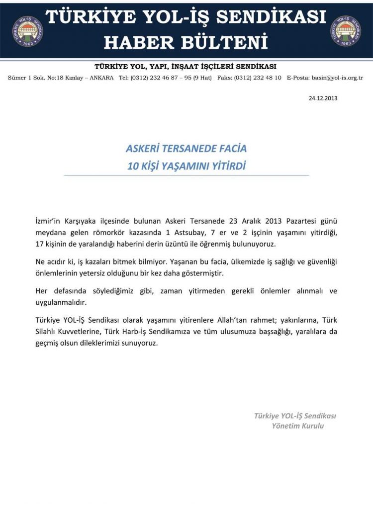 ASKERİ TERSANEDE FACİA 10 KİŞİ YAŞAMINI YİTİRDİ