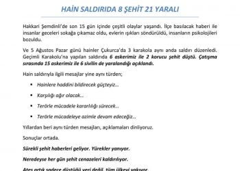 HAİN SALDIRIDA 8 ŞEHİT 21 YARALI