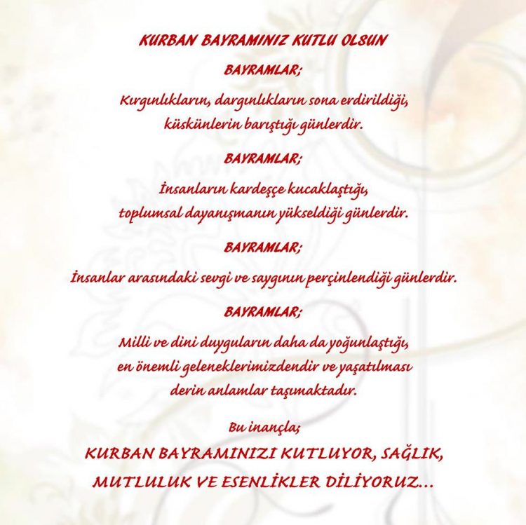 KURBAN BAYRAMINIZ KUTLU OLSUN